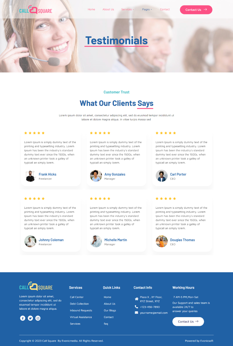 Call Square Call Center & Support Company Elementor Template Kit by